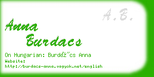 anna burdacs business card